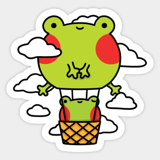 Frog hot air balloon with clouds Sticker